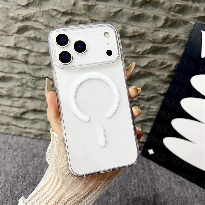 Original For Magsafe Magnetic Wireless Charging Case For iPhone 17 Air Pro Max 17  Clear Back Cover