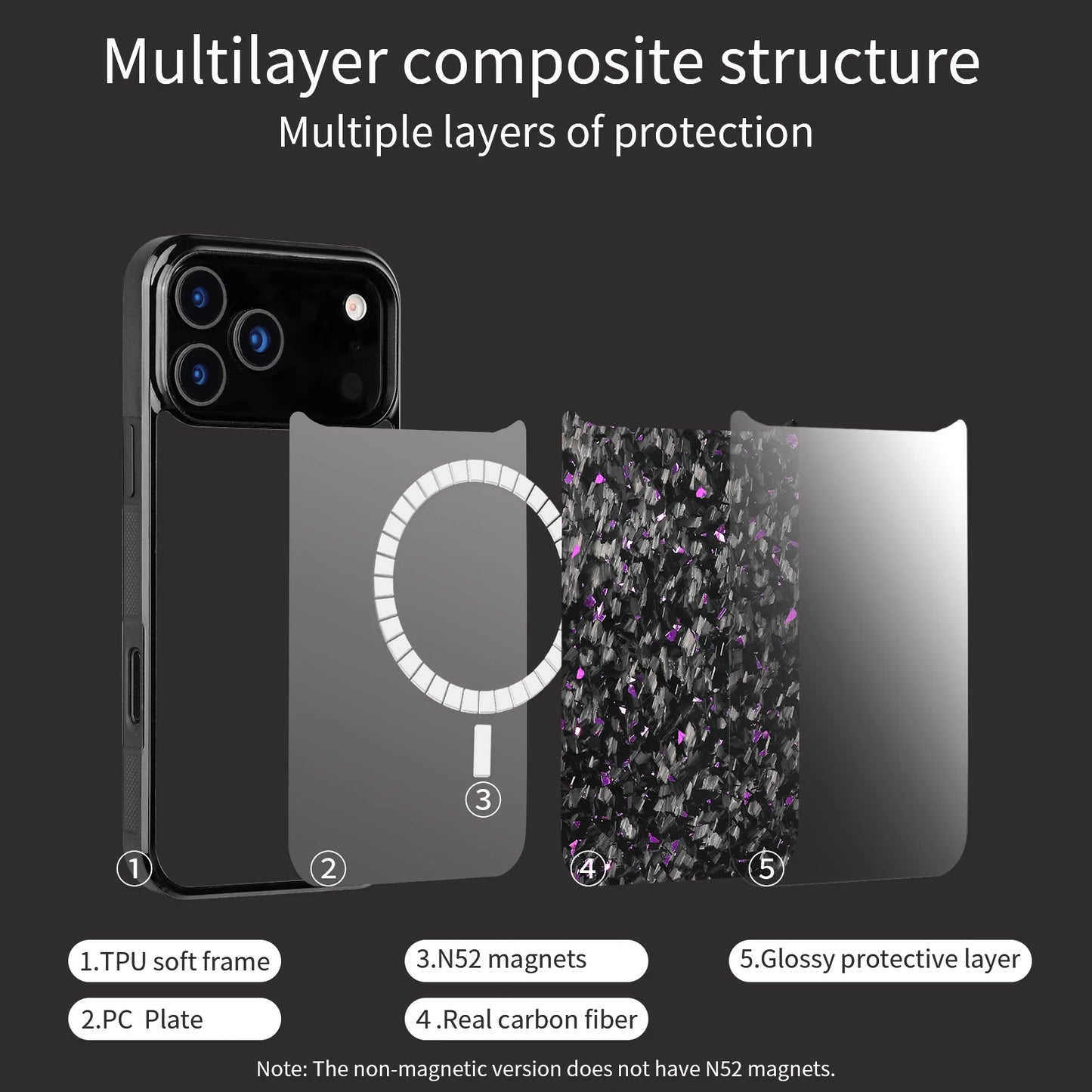Glossy Black Frame Solid Color Pattern Carbon Fiber Cover Phone Case For iPhone 17 Air Pro/Pro Max Shockproof Matte Bumper Cover