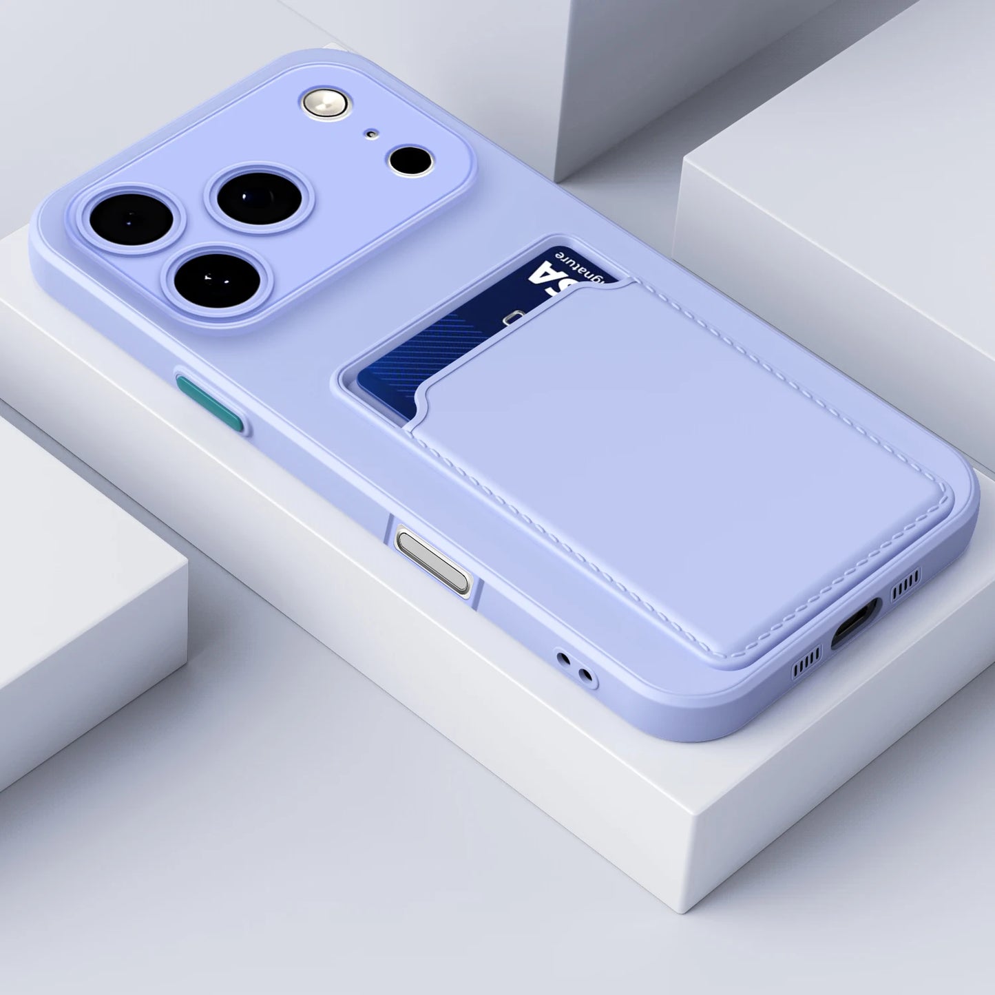 Silicone Wallet Case Funda For iPhone 17 Air 16 15 14  Pro Max Plus Card Holder Slot Back Cover Protective Accessories Cover