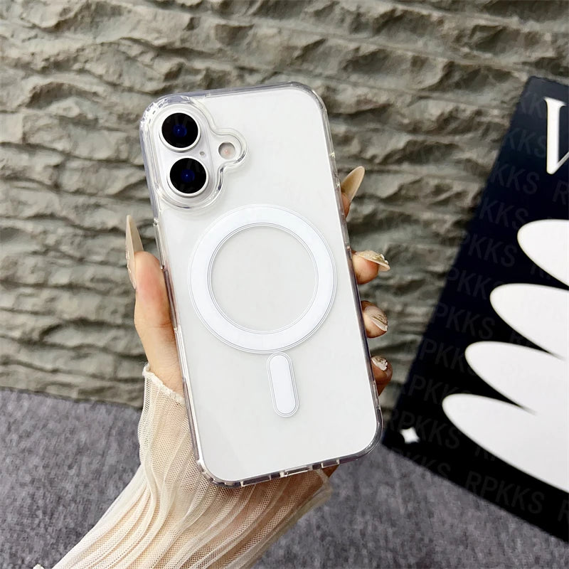 Original For Magsafe Magnetic Wireless Charging Case For iPhone 17 Air Pro Max 17  Clear Back Cover