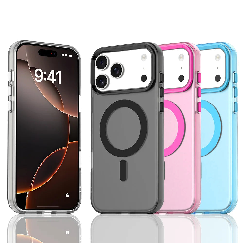 New Matte Candy Shockproof Magnetic Wireless Charge Clear Case for iPhone 17 16 14 13 12 15 Pro Max Plus 17Air 16e Magsafe Cover