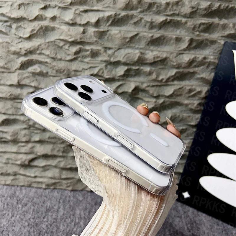 Original For Magsafe Magnetic Wireless Charging Case For iPhone 17 Air Pro Max 17  Clear Back Cover