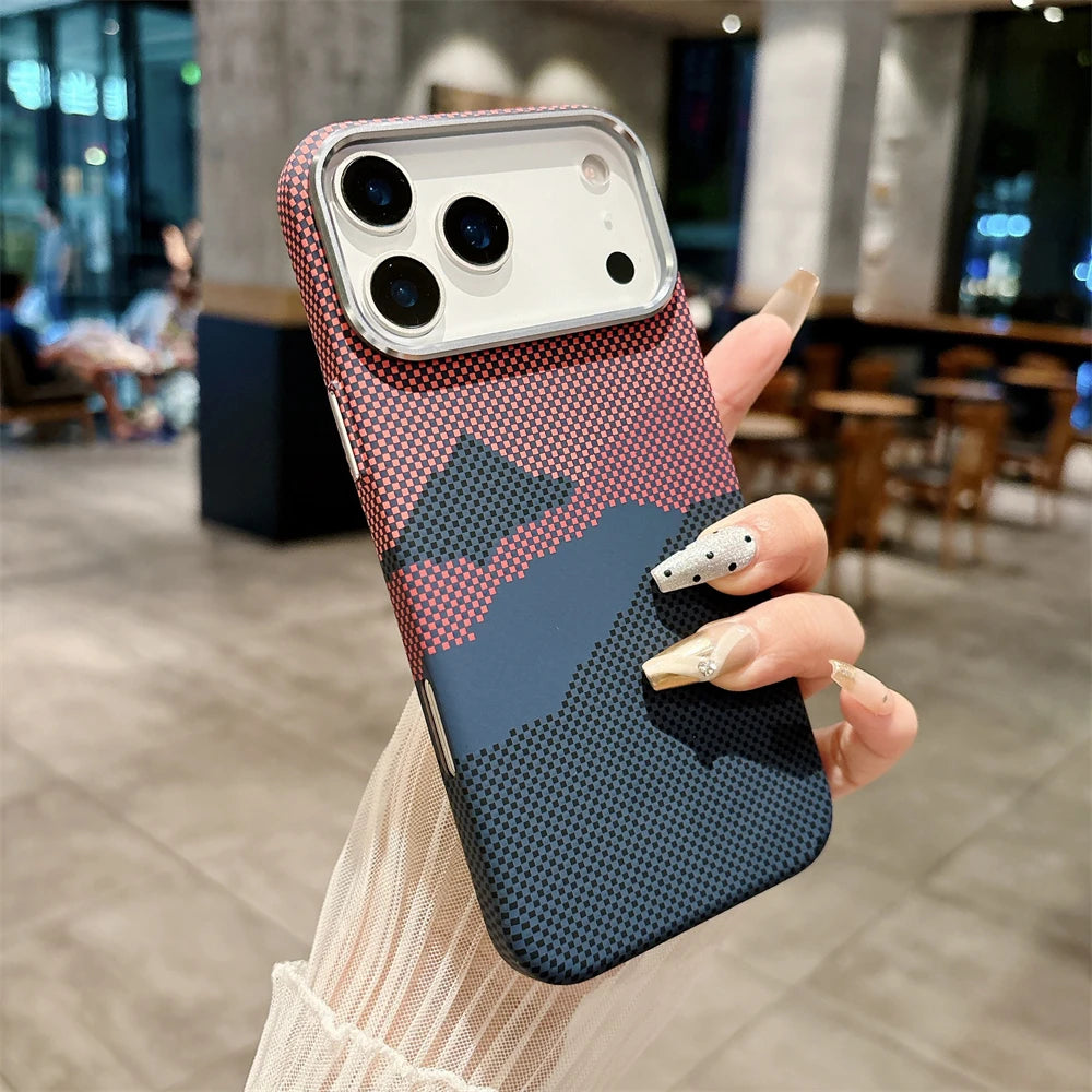 Luxury Kelvar Carbon Fiber Phone Case for iPhone 17 Air 17 Pro Max Magnetic Wireless Charging Ultra Thin Hard Colorful Cover