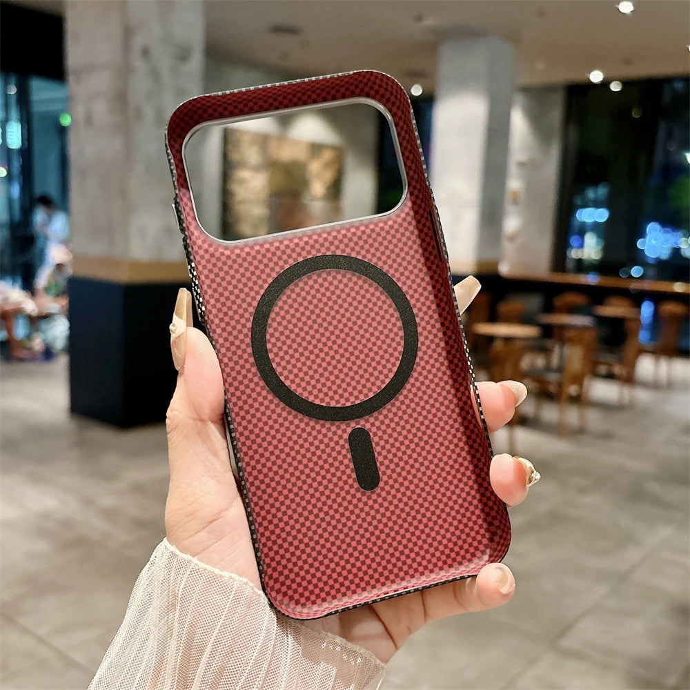 Luxury Kelvar Carbon Fiber Phone Case for iPhone 17 Air 17 Pro Max Magnetic Wireless Charging Ultra Thin Hard Colorful Cover