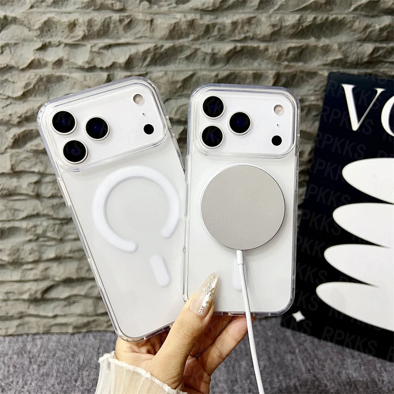 Original For Magsafe Magnetic Wireless Charging Case For iPhone 17 Air Pro Max 17  Clear Back Cover