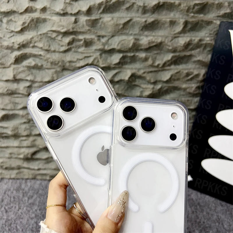 Original For Magsafe Magnetic Wireless Charging Case For iPhone 17 Air Pro Max 17  Clear Back Cover