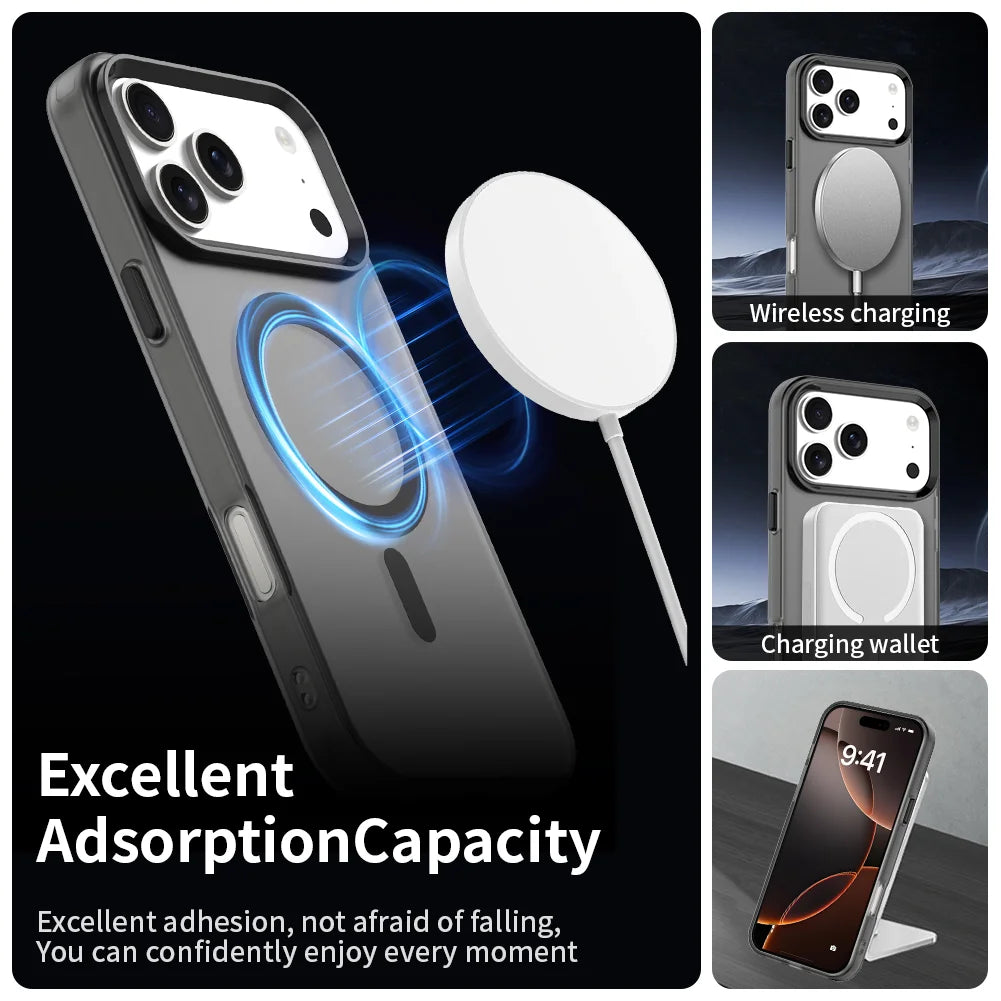New Matte Candy Shockproof Magnetic Wireless Charge Clear Case for iPhone 17 16 14 13 12 15 Pro Max Plus 17Air 16e Magsafe Cover
