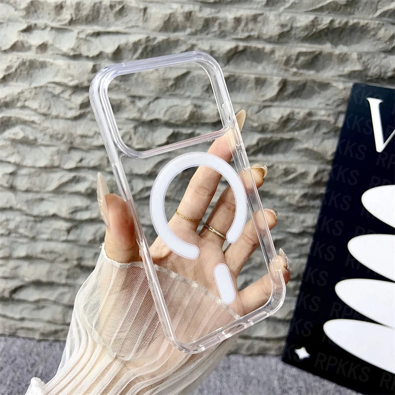 Original For Magsafe Magnetic Wireless Charging Case For iPhone 17 Air Pro Max 17  Clear Back Cover